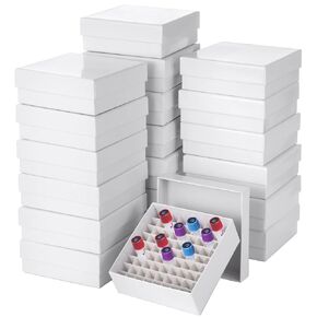 20 Pcs Cardboard Freezer Boxes, 81-Well Microtube Storage Boxes with Lids, Waterproof & Ice-Resistant Centrifuge Tube Holders, White Cryo Boxes, 2 in Height, Fit 1.8 ml/2.0 ml Tubes in Kuwait