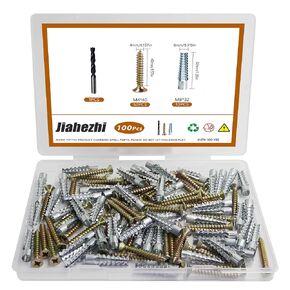 100 Pcs M4 M8 Tree Shaped Steel Hollow Wall Anchor with Screws, Metal Expansion Screws for Concrete and Drywall, Loose Hinge Hole Repair Kit in Saudi Arabia