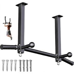 Pull Up Bar Ceiling Mount, 600LBS Heavy Duty Multi Grip Chin Up Bar, 16" Rafter PullUp Bar, Ceiling Beam for Gym/Garage/Basement with Ball Finger & Round Anchors, Easy to Install-Black in Kuwait
