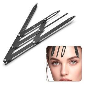 Microblading مقسم من الفولاذ المقاوم للصدأ بوصلة مرنة نسبة ذهبية للحواجب قياس استنسل مسطرة الحاجب أداة رسم الخرائط مكياج دائم قياس أداة متناظرة (أسود) in Kuwait