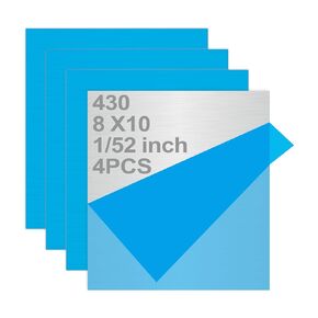 430 Stainless Steel Metal Sheets 8" x 10" x 1/52" Inch Metal Plates for Magnetic Mount Board Wall, Stainless Steel Shim Stock Plates for Crafting, Kitchen, Office(4PCS, Thickness 0.5mm) in Saudi Arabia