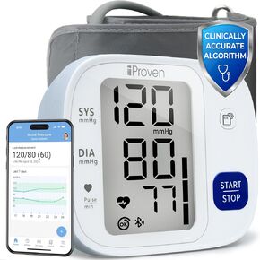 جهاز مراقبة ضغط الدم iProven بتقنية البلوتوث للاستخدام المنزلي - الذراع العلوي مع تكامل التطبيق، عملية سهلة الاستخدام بلمسة واحدة، وشاشة كبيرة للمراقبة المريحة. in Kuwait