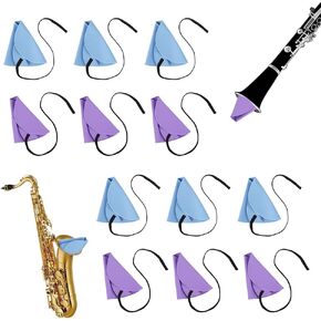 12 Pcs Clarinet Swab Cleaning Cloth, 2-Ply Polishing Fabric with Weighted String, Pull-Through Cleaner for Inside Clarinet Tube, Flute, Piccolo, and Saxophone (Blue, Purple) in Kuwait