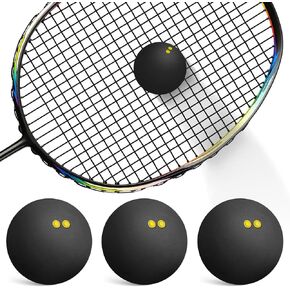 OUNONA 3pcs Double Yellow Dot Squash Balls Rubber 38-40mm Slow Speed Training Practice Sports Competition Squash Equipment for Beginners and Professionals in Kuwait