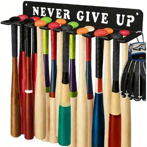 Baseball Softball Bat Holder Wall Mount Storage Rack Metal Hanger Home Field Organizer Equipment Sports Hook Hanging Holds 14 Bats Carabiners Included Never Give UP in Saudi Arabia