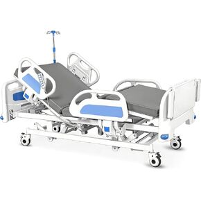 𝟐𝟎𝟐𝟔 𝐏𝐫𝐞𝐦𝐢𝐮𝐦 5 Function Full Electric Hospital Bed, Trendelenburg & Reverse Trendelenburg, ICU Electric Medical Bed with 4 inch Foam Mattress, IV Pole, Dining Table, 550LBS Capacity in Saudi Arabia