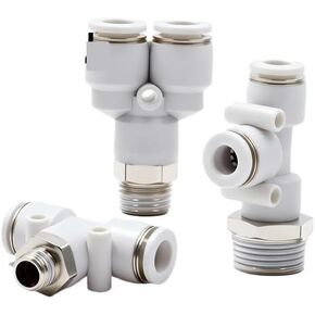 1 قطعة موصل هوائي أبيض موصل قابس سريع T إيجابي المحملة PB6-01/8-02/12-04 (WhitePB4-M5) in Kuwait