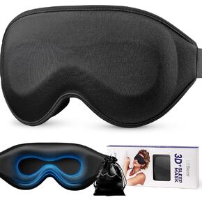 LitBear Long Lash Sleep Mask for Women Men Side Sleeper, 3D Contoured Light Blocking Sleeping Mask, Soft Comfortable Eye Mask Sleep with Adjustable Strap, Pouch for Travel, Black in Kuwait