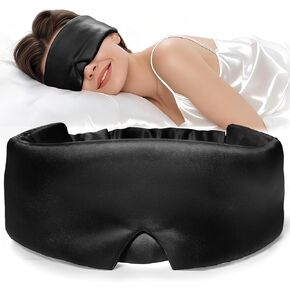 LitBear Silk Sleep Mask for Women Men, Adjustable 100% Mulberry Silk Sleep Eye Mask for Side Sleeper, Total Blackout Eye Cover for All Night Sleep, Travel, Office, or Napping (Black) in Kuwait