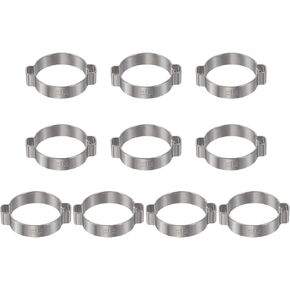 HARFINGTON 10pcs Double Ear Hose Clamp 31-34 mm 304 Stainless Steel Hose Clamp Double Ear O Clips Crimp Rings for Fuel Line Pipe Tube Fitting Connections, Silver in Kuwait