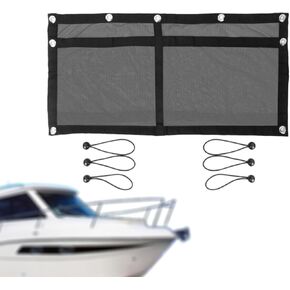 32 Inch Black Mesh Boat Storage Bag with 2 Pockets, Heavy-Duty Tackle & Gear Organizer with Elastic Loops,Suspended for Boat Leaning Post,Pontoon,Truck,SUV,RV,Camping-Marine & Vehicle Accessories in Kuwait