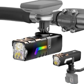 أضواء دراجة SKYFIRE 2500LM للركوب الليلي، متوافقة مع حامل Garmin/Gopro، مصباح أمامي للدراجة قابل لإعادة الشحن 4000 مللي أمبير مع ضوء جانبي ملون، ضوء أمامي LED مقاوم للماء للدراجة على الطرق الجبلية in Kuwait