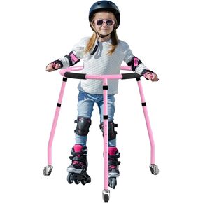 مدرب التزلج على الجليد للأطفال - ارتفاع قابل للطي وقابل للتعديل (27 بوصة - 33 بوصة) مشاية تدريب مساعدة على التزلج بإطار معدني بالكامل و3 عجلات هادئة | مساعد التعلم المستقر للأطفال الصغار بنين بنات in Kuwait