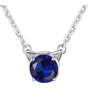 SILVERCUTE Sterling Silver Birthstone Necklace for Women,Dainty Silver Pendant Necklace with Round Cubic Zirconia,16"-18" in Kuwait