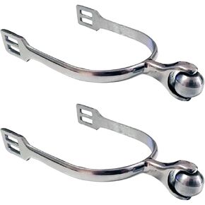 1 Pair Men or Women Horse Spurs, Silver Stainless Steel English Spur with Smooth Roller Ball, Equestrian Supplies Horse-Training Riding Boot Spurs in Kuwait