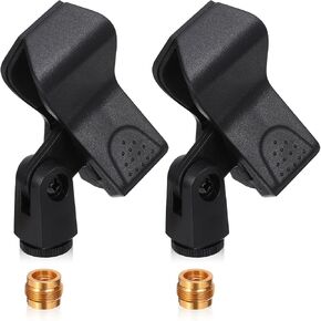 2 Pcs Universal Microphone Clip Adjustable Microphone Holder for Mic Stand Wireless Mic Holder with 5/8" Male to 3/8" Female Screw Adapter for Handheld Microphones in Kuwait