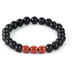 Karelian Heritage Shungite & Red Jasper Empath Crystal Healing Beaded Bracelet for Women and Men | 8 mm Handmade Unisex Authentic Shungite Stone Protection Jewelry BO39 in Kuwait