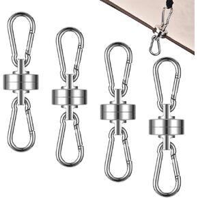 Heavy Duty Magnetic Clips with Carabiner, 8-Pack (4 Pairs) | 40LB Strong Silver Neodymium Magnets for Tent, Awning, RV & Cruise Cabin | No Drill Hooks, Camping Essentials & Tent Accessories in Saudi Arabia