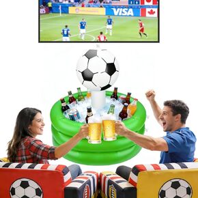 مبرد كأس العالم لكرة القدم 2026 قابل للنفخ، قالب تقديم ثلج متين من البولي فينيل كلوريد 0.6 مم، مبرد مشروبات محمول بسعة كبيرة للحفلات الرياضية، الشواء، تجمع الشاطئ والعائلة، دلاء ثلج لطاولة تبريد للحفلات 98 لتر in Kuwait