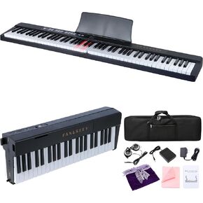 88-Key Folding Piano Keyboard, Full Size Light-Up Velocity Sensitive Keys Electric Piano, 7.5lbs Portable Digital Piano with Dual Bluetooth & MIDI, Beginner Kit with Sustain Pedal, Bag(Pink) in Saudi Arabia