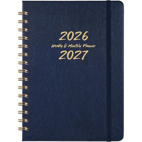 2025 Planner - Weekly & Monthly Planner 2025 with Twin-Wire Binding, January 2025 - December 2025, 6.3" x 8.4", Hardcover with Monthly Tabs, Back Pocket, Thick Paper, Black in Kuwait