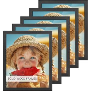 Tempered Real Glass Collage Picture Frames - 10 Pack, Gallery Wall Frame Set, Multiple Sizes Including 8x10, 5x7, 4x6, Collage Wall Decor for Hanging or Tabletop Display, Brown in Kuwait