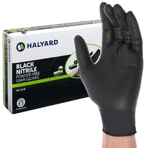 HALYARD Black Disposable Nitrile Exam Gloves Powder Free Medical, Dental, Cleaning, Tattoo, Food Safe, 3.5 mil, Size Medium, Box of 100 in Saudi Arabia
