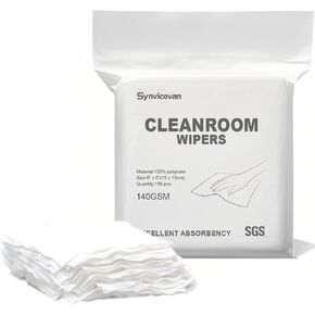 Cleanroom Wipers 6"x6"(150 Pcs, 100% Polyester, Class 100, 140GSM) Double Knit 100% Lint Free Cloths with Ultra-fine Filaments, Laser Sealed Edge Ultra-Soft Wipers in Kuwait