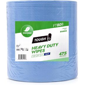 Fresh Towel FT80B Heavy Duty Wipes, Blue, 11.8" x 13" Inch Durable Multipurpose Cleaning Wipes for Household, Kitchen, Garage & Industrial Use (1 Roll of 475 Sheets) in Kuwait