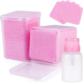 200pcs Lint Free Nail Wipes, 1 Pull-Off Pump-Style Bottle, Super Absorbent Soft Non-Woven,for Fingernail Polish Remover and Eyelash Extension Wipes for Nail Art (Pink) in Kuwait
