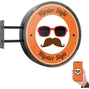 لافتات دائرية رقمية LED خارجية - لافتة متجر رقمية P2.5 مثبتة على الحائط مع IP65 مقاومة للماء ودرجة سطوع عالية تبلغ 3000 شمعة/م²، شاشة دائرية لمتجر البيع بالتجزئة والإعلانات التجارية (على الوجهين) in Kuwait