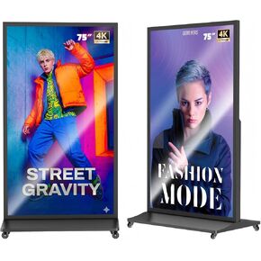 شاشة عرض رقمية كاملة الشاشة مقاس 75 بوصة من MWE، كشك عرض إعلانات داخلي، 4K UHD، شاشة مقسمة، نظام تشغيل Android، WiFi، إدارة CMS عن بعد، لأعمال البيع بالتجزئة in Kuwait