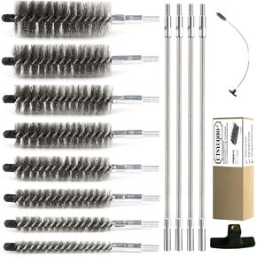 50 in Pipe Cleaning Brush Set with Stainless Steel Bristles, Wire Brush with 4pcs Stainless Steel Spring Flexible Rods, Stainless Steel Pipe Brush 8pcs for Auto Parts, Bottles, Tubes. in Kuwait