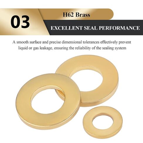 50 Pieces M10 Heavy Duty Brass Flat Gasket Seal Ring, Outer Diameter 16Mm Suitable for Automotive Maintenance and Hydraulic Systems,M10×16×0.8mm(M10x16x1.5mm) in Saudi Arabia