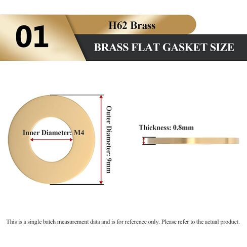 100 Pieces M4 Brass Washer Seal Flat Gasket Rings Thickness 0.5-1Mm, Outer Diameter 9-10Mm Suitable for Screws Bolts Nuts,M4×10×0.5mm(M4x9x0.8mm) in Saudi Arabia