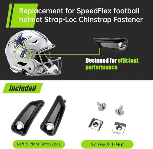 مسامير الإبهام لخوذة كرة القدم وحزام الذقن مع مسامير وصواميل على شكل حرف T متوافقة مع Riddell SpeedFlex، احتفظ بنظام تثبيت خوذة كرة القدم للشباب Speedflex Chinstrap لتقليل إصابة الرأس (عبوة من قطعتين) in Kuwait