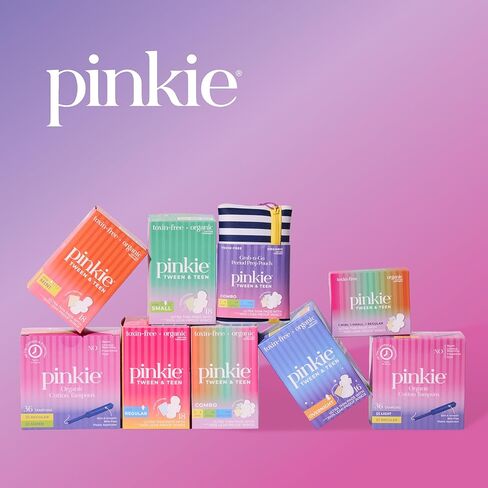 سدادات قطنية عضوية من بينكي للمراهقين والبالغين - مصنوعة من القطن بنسبة 100% تتكيف مع جسمك - أداة توزيع رفيعة خالية من مادة BPA لإدخال مريح - خالية من الكلور والعطور والصبغات والرايون - عادية/ممتازة، 36 قطعة in Kuwait