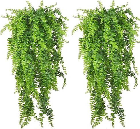 PINVNBY Reptile Plants Hanging Fake Vines Boston Climbing Terrarium Plant with Suction Cup for Bearded Dragons Lizards Geckos Snake Pets Hermit Crab and Tank Habitat Decorations (2 Pack) in Kuwait