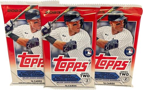 بطاقات تجارة البيسبول من سلسلة Topps لعام 2023، 3 عبوات، 16 بطاقة في كل عبوة، إجمالي 48 بطاقة in Saudi Arabia