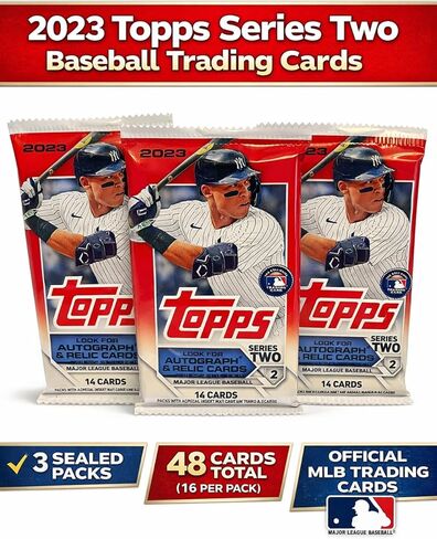 بطاقات تجارة البيسبول من سلسلة Topps لعام 2023، 3 عبوات، 16 بطاقة في كل عبوة، إجمالي 48 بطاقة in Saudi Arabia