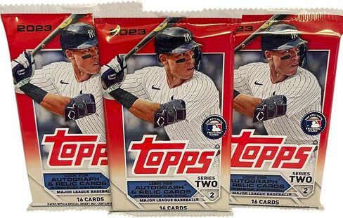 بطاقات تجارة البيسبول من سلسلة Topps لعام 2023، 3 عبوات، 16 بطاقة في كل عبوة، إجمالي 48 بطاقة in Saudi Arabia