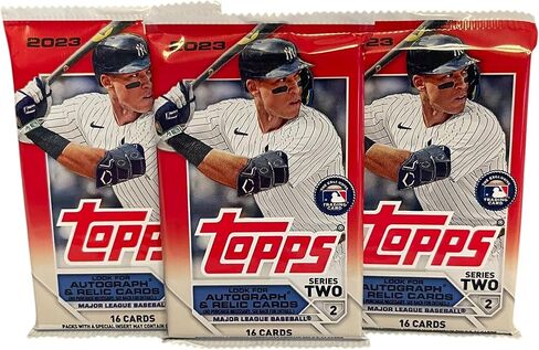 بطاقات تجارة البيسبول من سلسلة Topps لعام 2023، 3 عبوات، 16 بطاقة في كل عبوة، إجمالي 48 بطاقة in Saudi Arabia