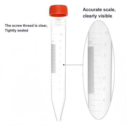 أنابيب طرد مركزي سعة 10 مل، 200 قطعة من الأنابيب المخروطية المعقمة/عبوة من حقيبتين، أغطية لولبية مانعة للتسرب (برتقالية)، حاوية بلاستيكية مع علامات كتابة، غير بيروجينية، خالية من DNase/RNase in Kuwait