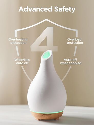 InnoGear Essential Oil Diffuser, 150ml Ceramic Diffuser Handcrafted Stone Aromatherapy Diffusers Ultrasonic Cool Mist Humidifier Vaporizer 2 Mist Modes Waterless for Home, White Vase-Shaped Ceramic in Saudi Arabia