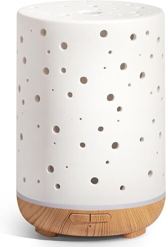 InnoGear Essential Oil Diffuser, 150ml Ceramic Diffuser Handcrafted Stone Aromatherapy Diffusers Ultrasonic Cool Mist Humidifier Vaporizer 2 Mist Modes Waterless for Home, White Vase-Shaped Ceramic in Saudi Arabia
