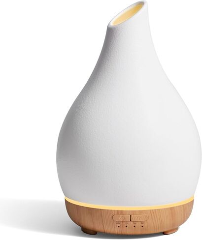 InnoGear Essential Oil Diffuser, 150ml Ceramic Diffuser Handcrafted Stone Aromatherapy Diffusers Ultrasonic Cool Mist Humidifier Vaporizer 2 Mist Modes Waterless for Home, White Vase-Shaped Ceramic in Saudi Arabia