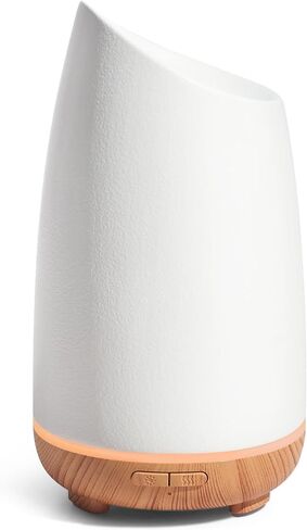 InnoGear Essential Oil Diffuser, 150ml Ceramic Diffuser Handcrafted Stone Aromatherapy Diffusers Ultrasonic Cool Mist Humidifier Vaporizer 2 Mist Modes Waterless for Home, White Vase-Shaped Ceramic in Saudi Arabia