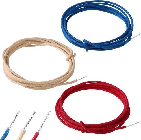 4.5m/15ft Cloth Covered Pushback Guitar Wire Set, 3pcs Vintage Style Wax Braided Wiring Kit for Electric Guitar Upgrades and Repairs Parts Accessories(1.5m/5ft Red/Blue/White) in Saudi Arabia