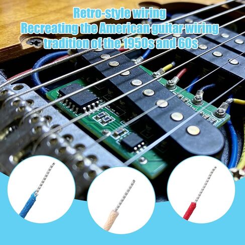 4.5m/15ft Cloth Covered Pushback Guitar Wire Set, 3pcs Vintage Style Wax Braided Wiring Kit for Electric Guitar Upgrades and Repairs Parts Accessories(1.5m/5ft Red/Blue/White) in Saudi Arabia