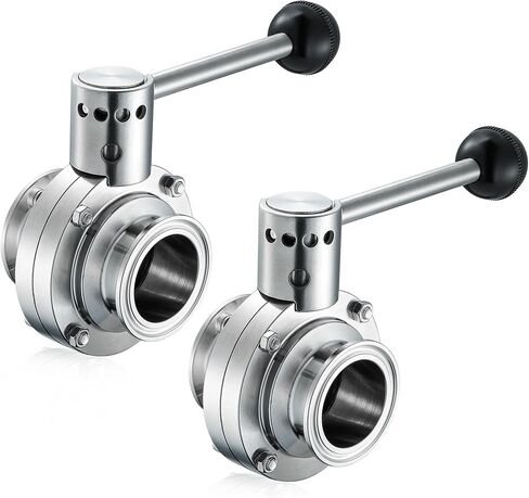 2 حزمة من صمام الفراشة ثلاثي المشبك مقاس 1.5 بوصة، صمام مقبض سحب يدوي من الفولاذ المقاوم للصدأ 304 صحي، يناسب البرسيم ثلاثي المشبك مقاس 1.5 بوصة، لأطعمة ومشروبات الألبان المنزلية (أنبوب OD مقاس 1.5 بوصة) in Kuwait